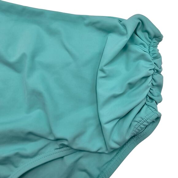 Anne Cole Womans size L Convertible High Waist Shirred Bikini Bottom Green NEW - Picture 2 of 7